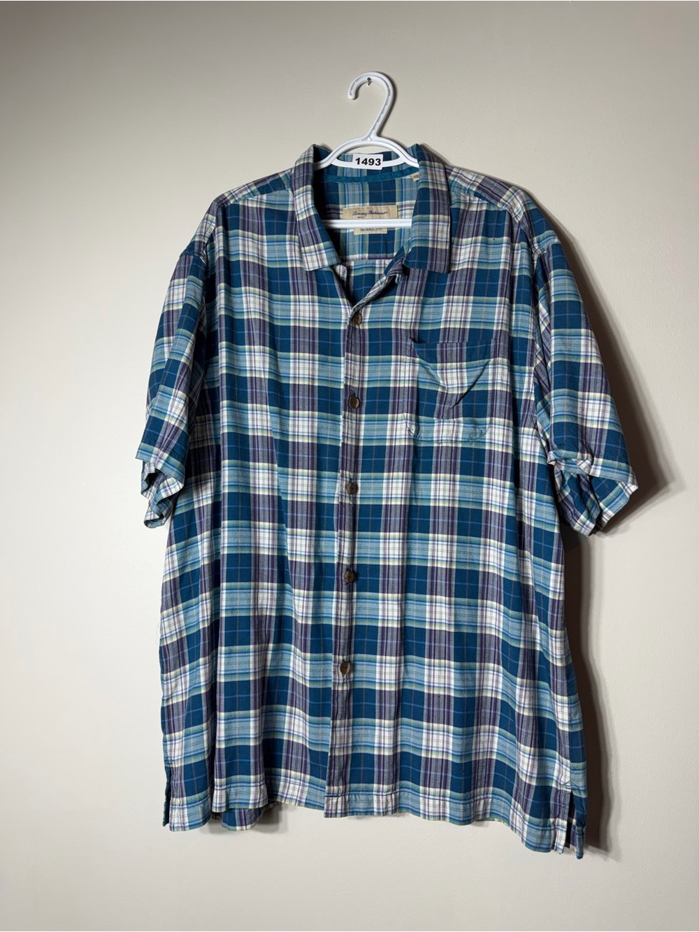 Tommy Bahama 100% Silk Plaid Short Sleeve Plaid XXL Coastal Resortwear Vacation